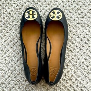 Tory Burch Black Leather Classic Ballet Flat Size 11 NWT